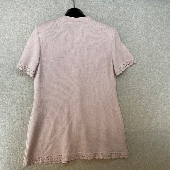 St John Collection Size 4 Short Sleeve Lavender Button Front Cardigan Sweater - Picture 10 of 11